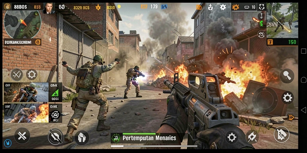 Screenshot gameplay 88BOS menunjukkan aksi pertempuran yang seru dan grafis yang mengesankan.