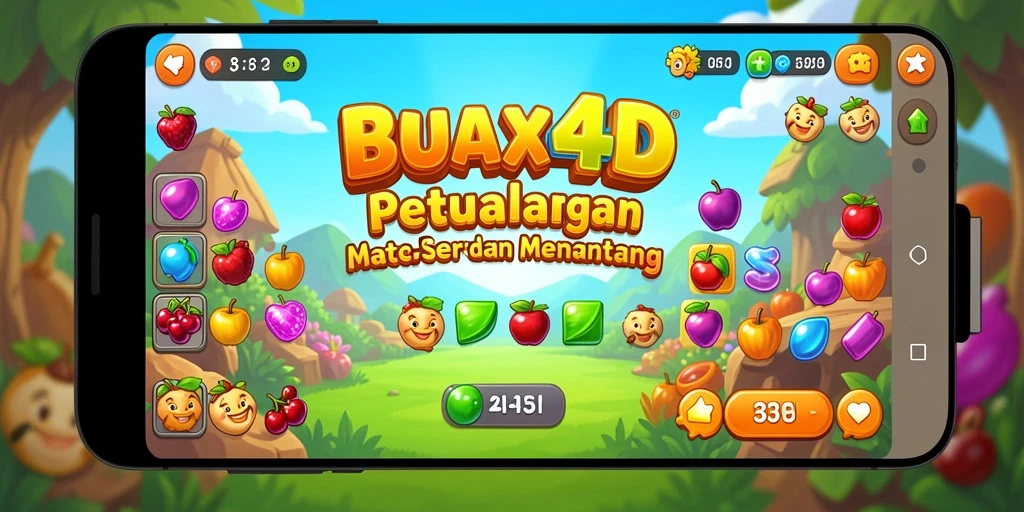 Screenshot BUAH4D menunjukkan gameplay seru mencocokkan buah-buahan.