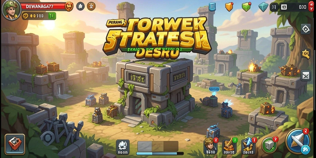 Gameplay seru Tower Defense dalam DEWANAGA77 dengan strategi menaklukkan musuh.