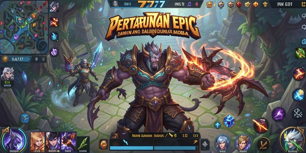 Tampilan gameplay seru dari INA777 dalam pertarungan MOBA.