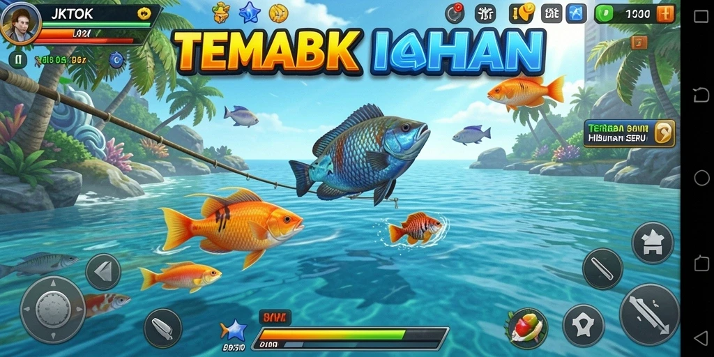 Gameplay seru dan menarik di JKTOK dengan banyak ikan untuk ditangkap.