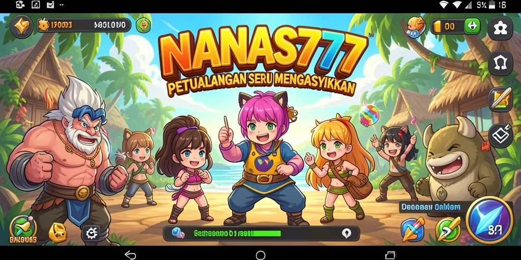 Screenshot gameplay NANAS777 menampilkan aksi karakter anime yang seru.