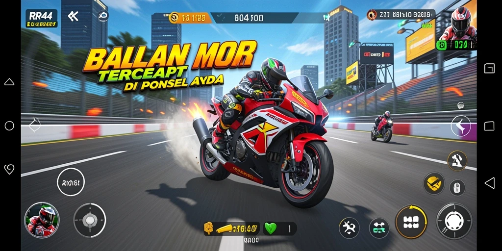 Tampilan gameplay balapan motor yang seru di RR44.