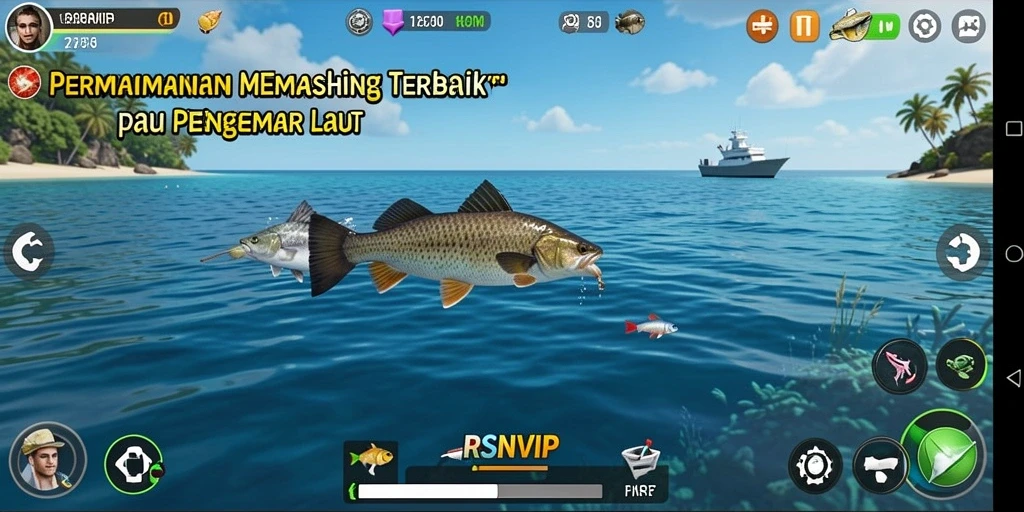 Screenshot dari gameplay RSNVIP menunjukkan pengalaman memancing yang mendalam.