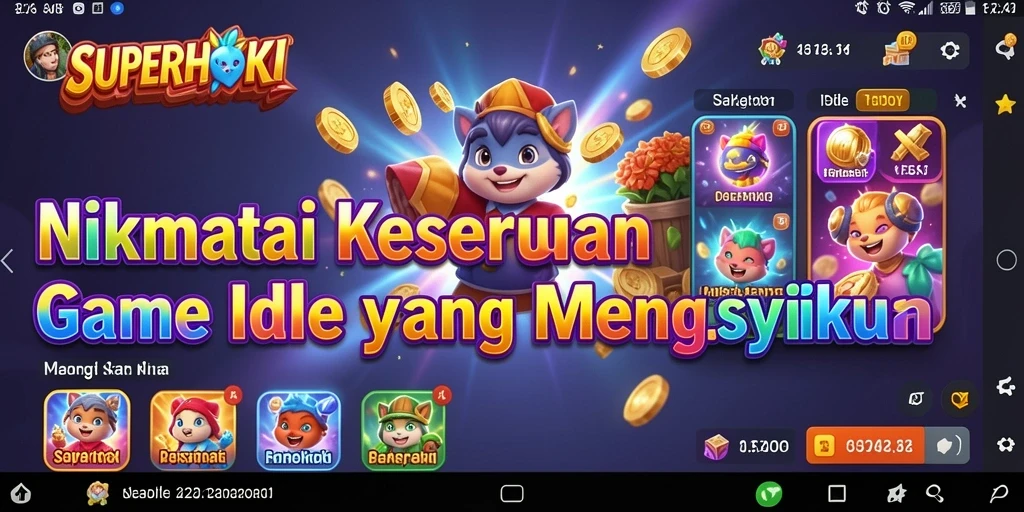 Screenshot gameplay SUPERHOKI dengan karakter menarik dan aktivitas seru.