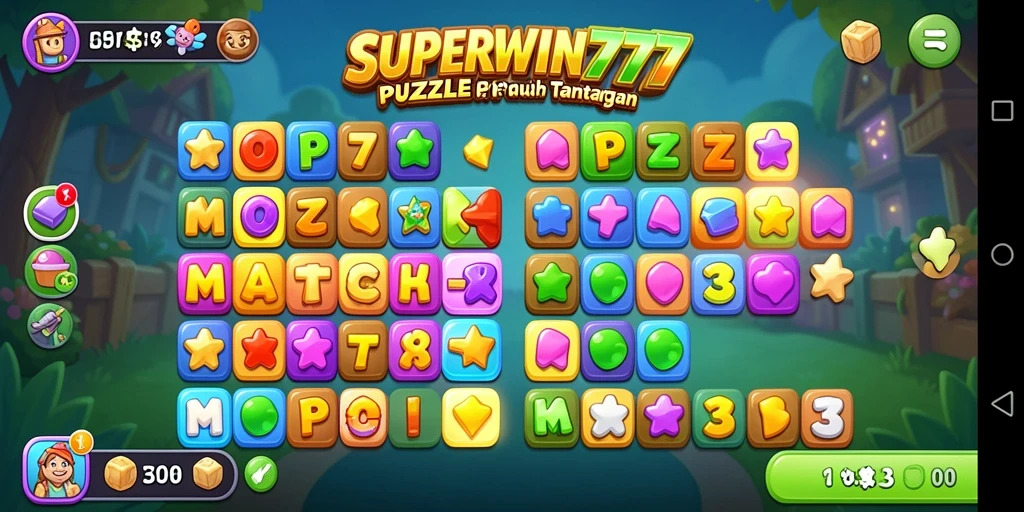 Tampilan gameplay seru dari SUPERWIN777 dengan tantangan Match-3.