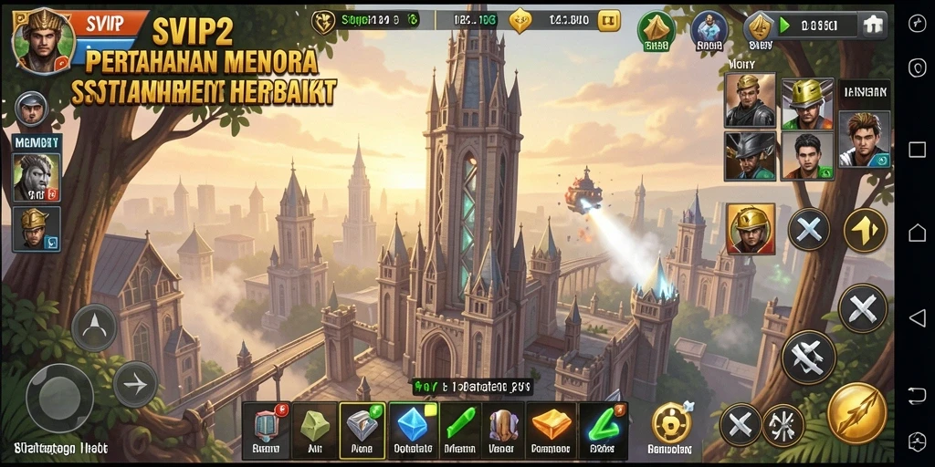 Tangkapan layar game Tower Defense dengan aksi seru dan strategi menara.